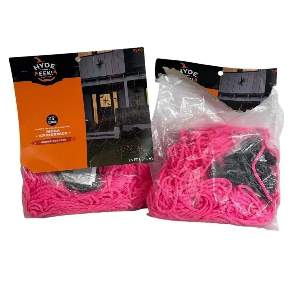 Hyde and Eek Boutique 25 foot length mega spiderweb glows under blacklight  new
